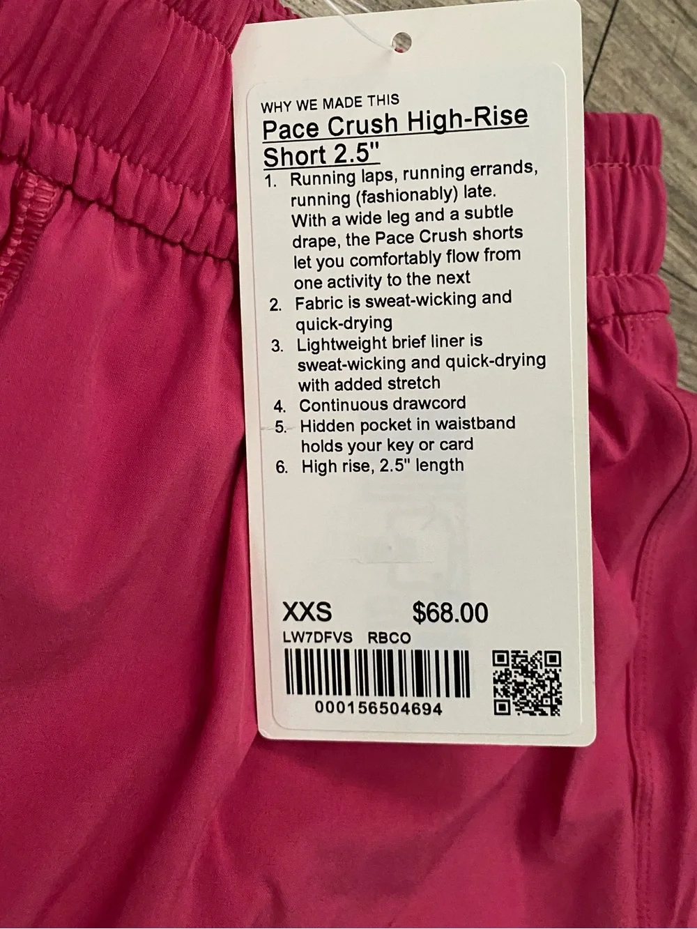 lululemon athletica Pace Crush High Rise Short 2.5” Bright Pink